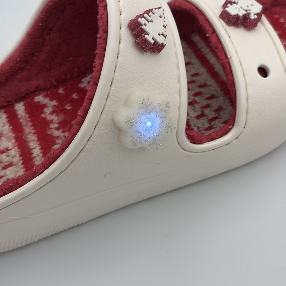 Crocs Classic Slip-On Lined Clogs Mens 9/Womens 11 Off White Christmas Jibbitzs - Picture 11 of 16